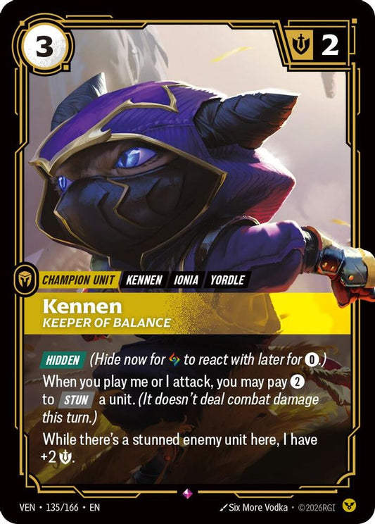 Kennen, Keeper of Balance 135/166 Rare Vendetta Riftbound Foil Near Mint
