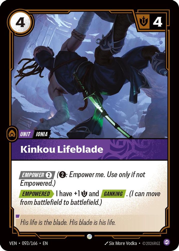 Kinkou Lifeblade 093/166 Common Vendetta Riftbound Near Mint