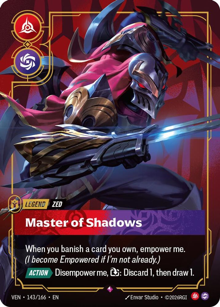 Zed - Master of Shadows 143/166 Rare Vendetta Riftbound Foil Near Mint