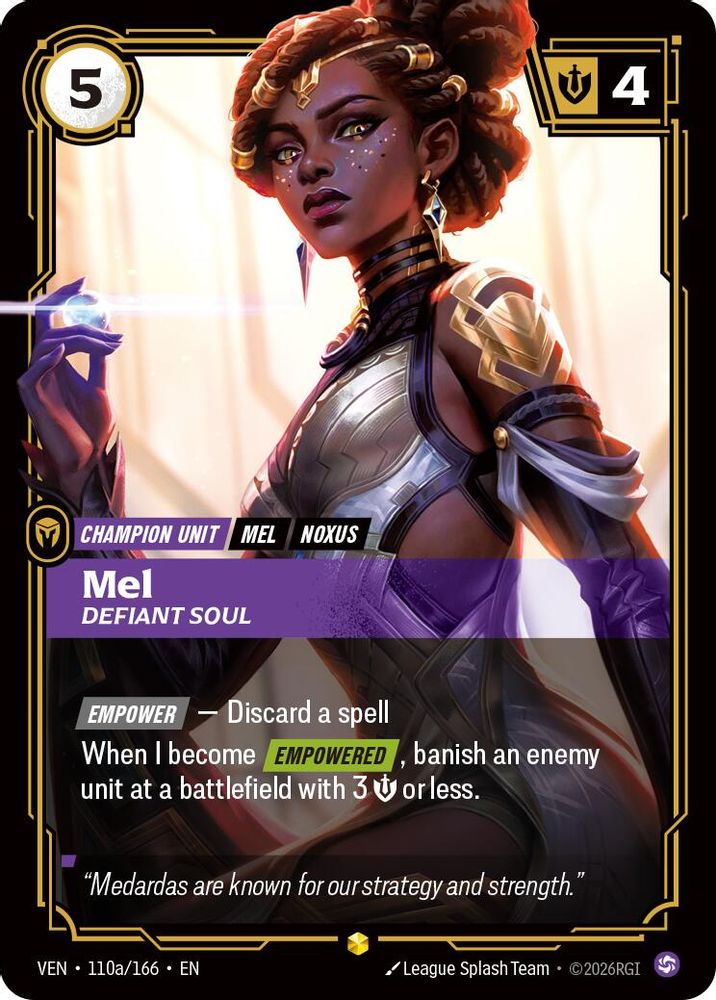 Mel - Defiant Soul (Alternate Art) 110A/166 Showcase Vendetta Riftbound Foil NM