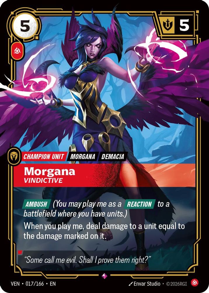 Morgana, Vindictive 017/166 Rare Vendetta Riftbound Foil Near Mint