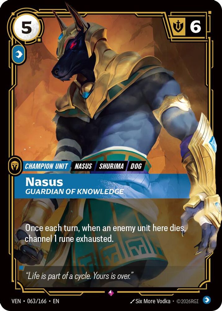 Nasus, Guardian of Knowledge 063/166 Rare Vendetta Riftbound Foil Near Mint