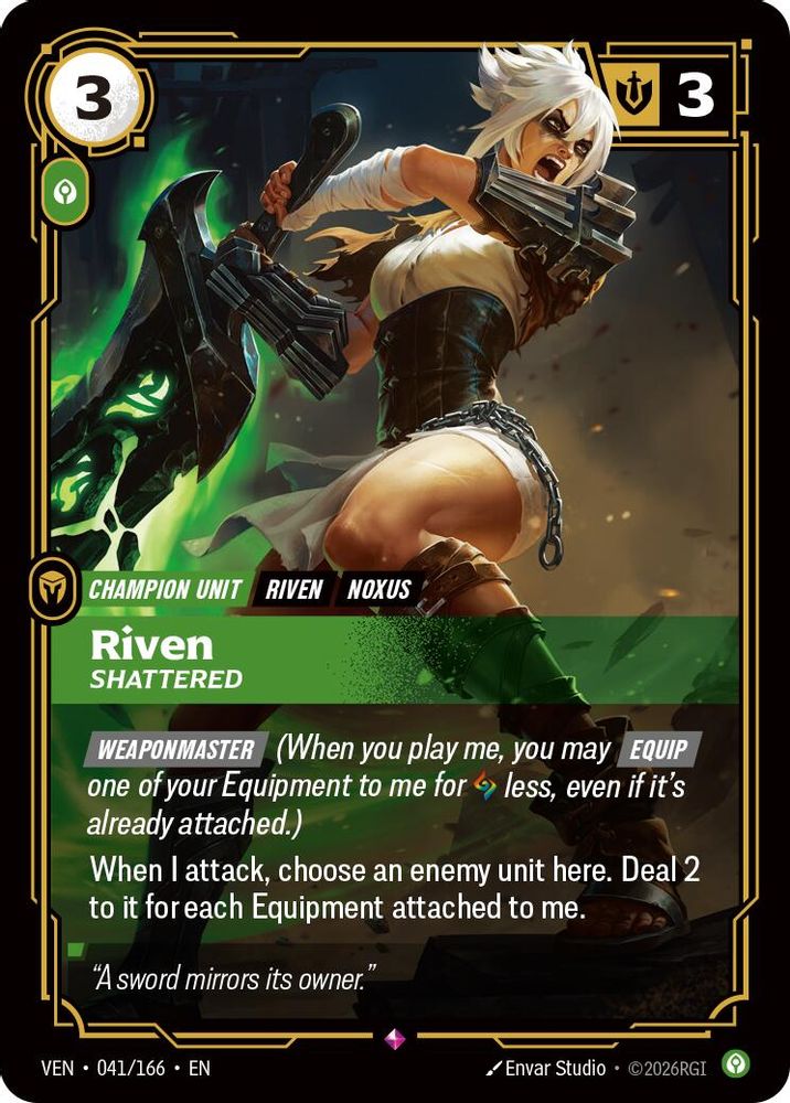 Riven, Shattered 041/166 Rare Vendetta Riftbound Foil Near Mint