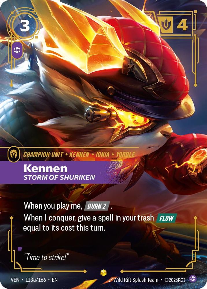 Kennen - Storm of Shuriken (Alternate Art) 113A/166 Vendetta Riftbound Foil NM