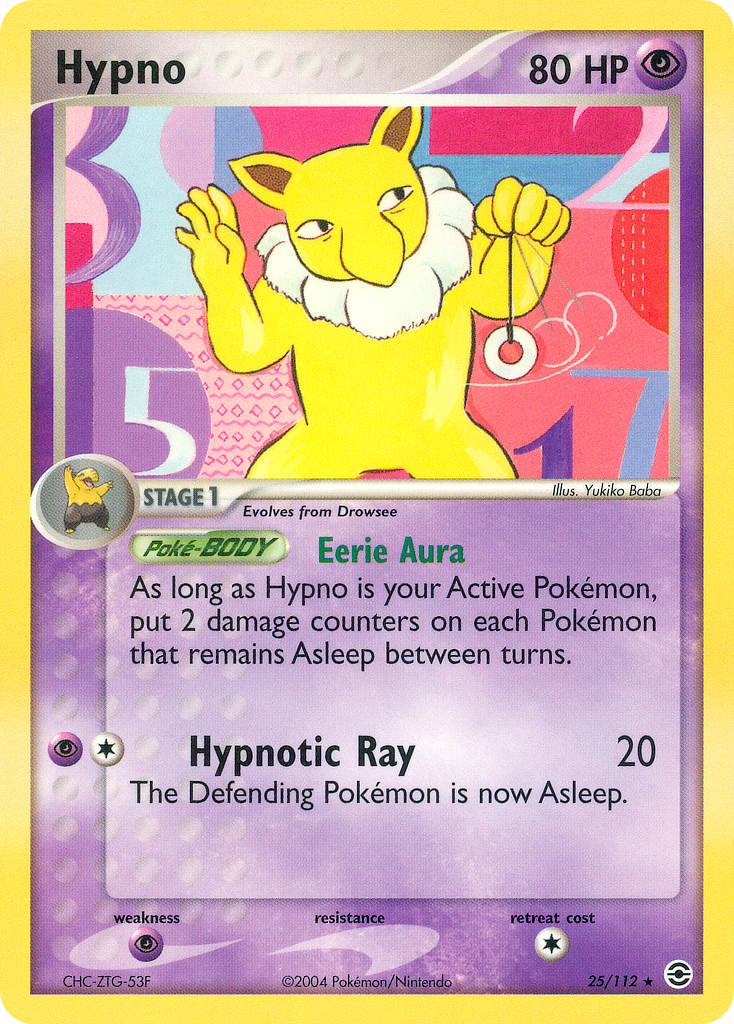 Hypno 25/112 Rare FireRed & LeafGreen Pokemon Reverse Holo Moderately Played