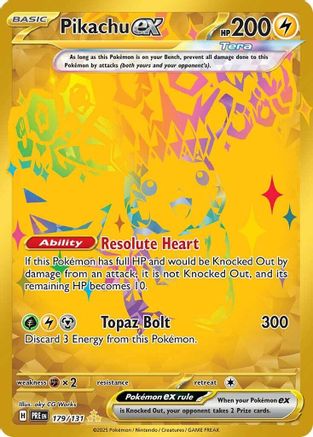 Pikachu ex 179/131 Holo Hyper Rare Prismatic Evolutions Pokemon Near Mint