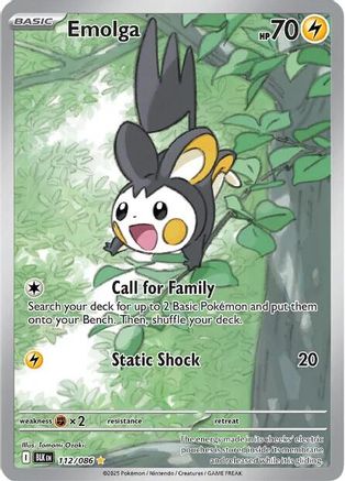 Emolga 112/086 Holo Illustration Rare Black Bolt Pokemon Near Mint