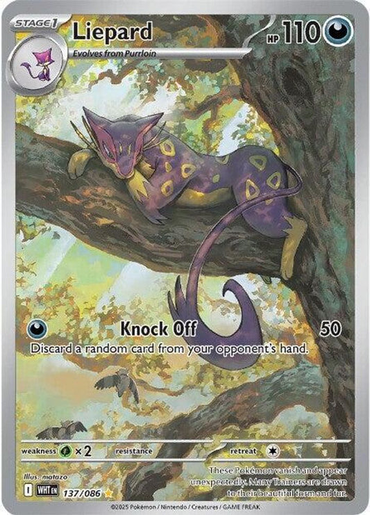 Liepard 137/086 Illustration Rare White Flare Pokemon Holo Near Mint