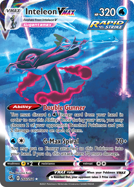 Inteleon VMAX 266/264 Alternate Art Fusion Strike Pokemon Near Mint