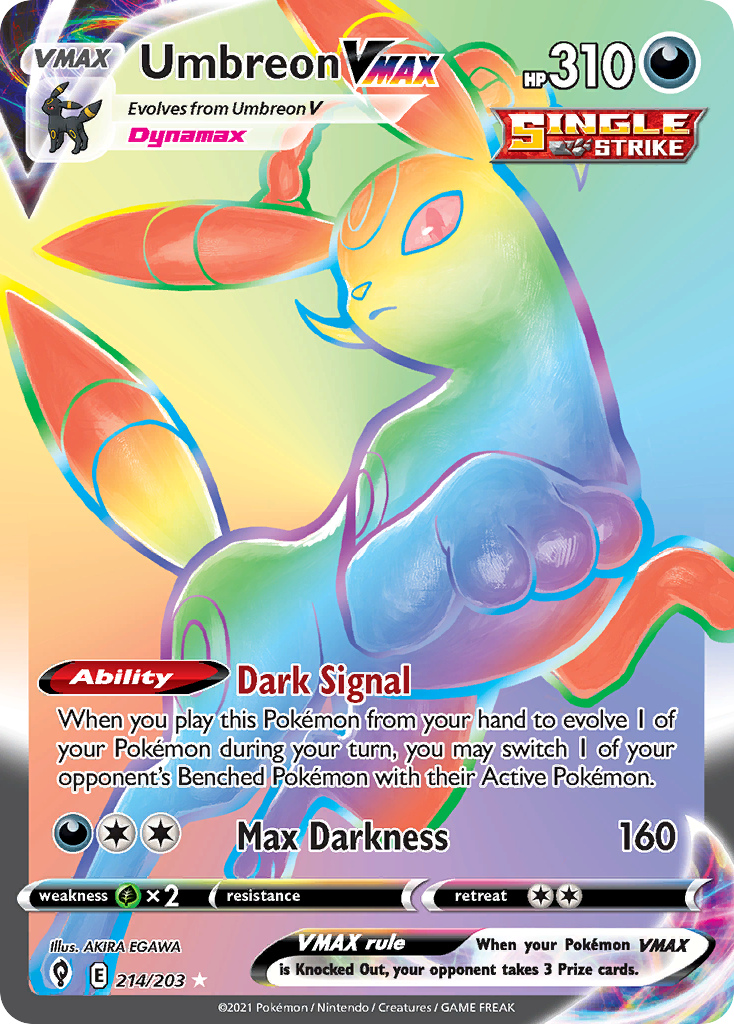 Umbreon VMAX 214/203 Rainbow Rare Evolving Skies Pokemon Holo Near Mint