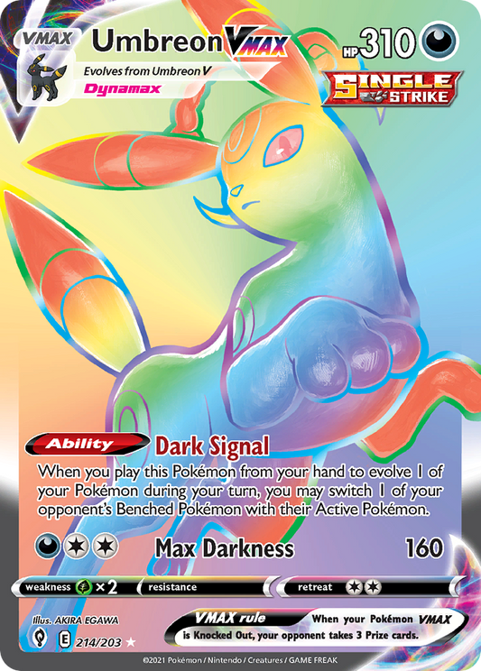 Umbreon VMAX 214/203 Rainbow Rare Evolving Skies Pokemon Holo Near Mint