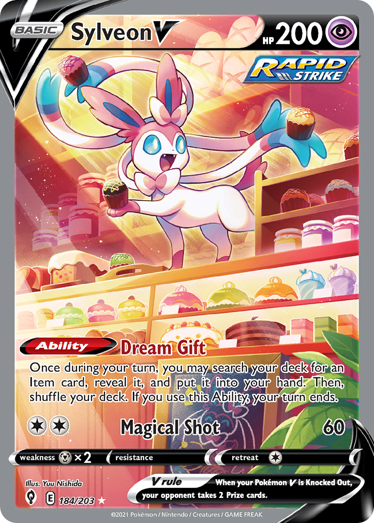 Sylveon V 184/203 Ultra Rare Evolving Skies Pokemon Holo Near Mint