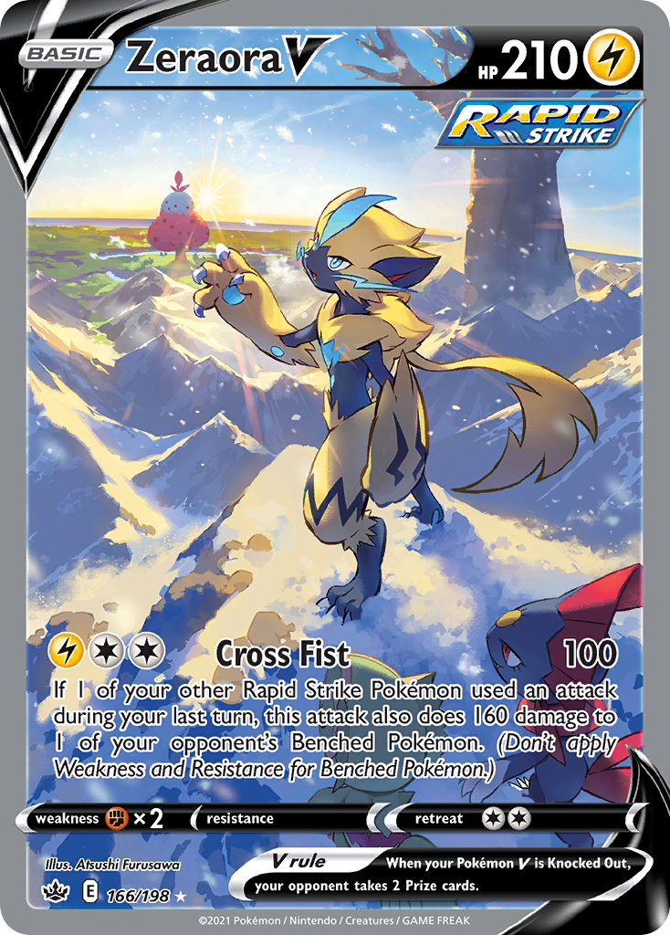 Zeraora V 166/198 Ultra Rare Chilling Reign Pokemon Holo Near Mint