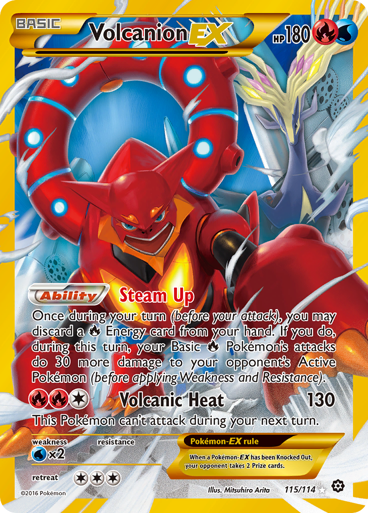 Volcanion EX 115/114 Secret Rare Steam Siege Pokemon Holo Near Mint