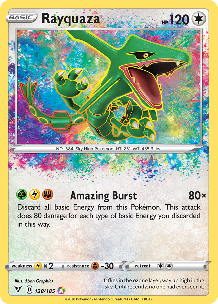 Rayquaza 138/185 Amazing Rare Vivid Voltage Pokemon Near Mint