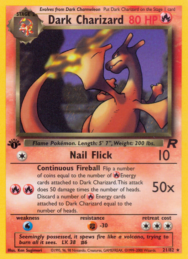 Dark Charizard 21/82 Rare Team Rocket Pokemon Near Mint