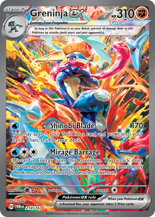 Greninja ex 214/167 Twilight Masquerade Pokemon Holo NM