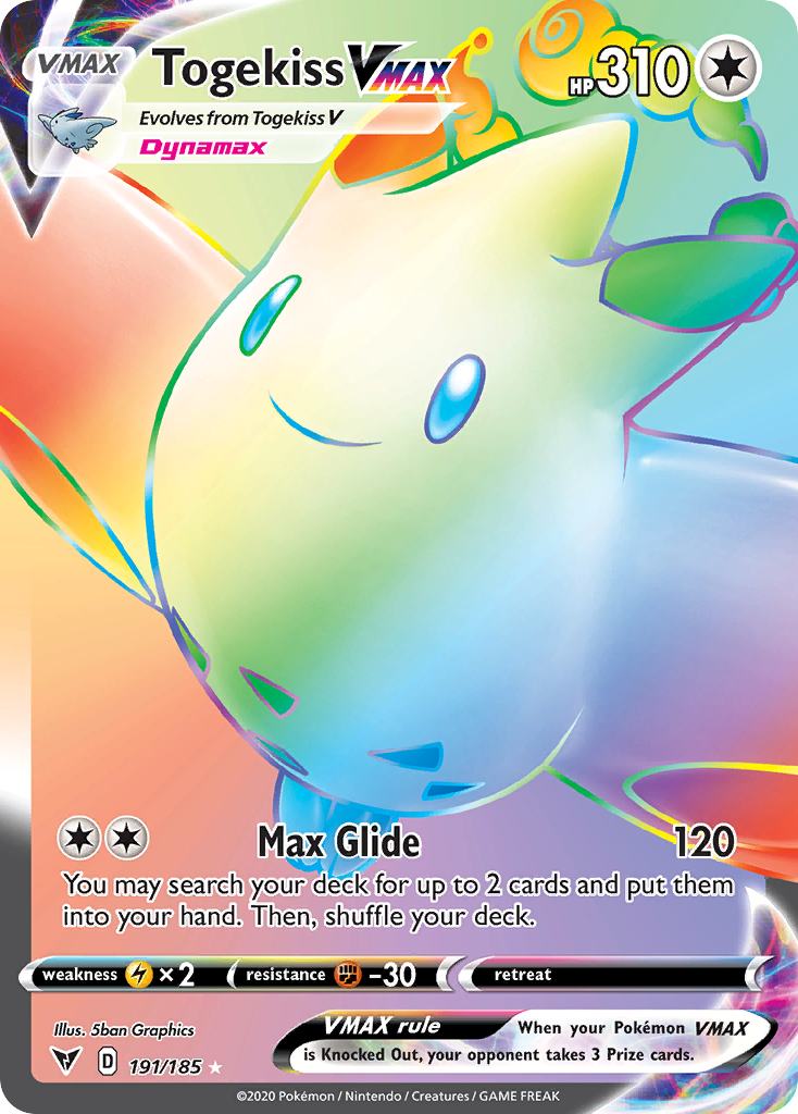 Togekiss VMAX 191/185 Rainbow Rare Vivid Voltage Pokemon Near Mint