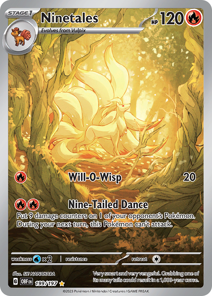 Ninetales 199/197 Illustration Rare Obsidian Flames Pokemon Holo Near Mint