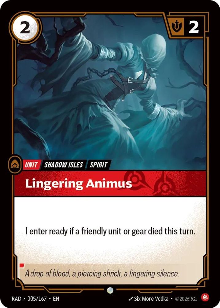 Lingering Animus 005/167 Common Radiance Riftbound Near Mint