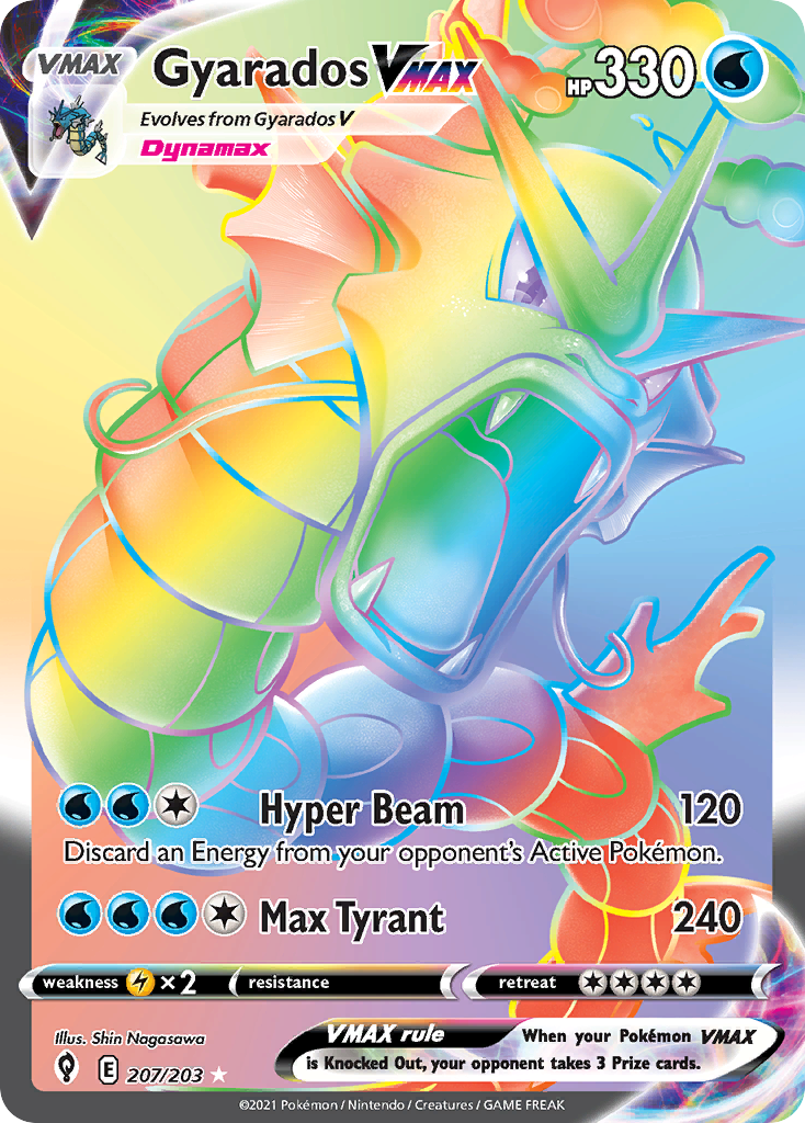Gyarados VMAX 207/203 Rainbow Rare Evolving Skies Pokemon Holo Near Mint
