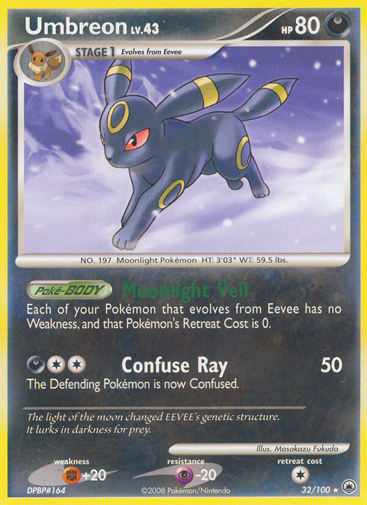 Umbreon 32/100 Rare Majestic Dawn Pokemon Reverse Holo Lightly Played