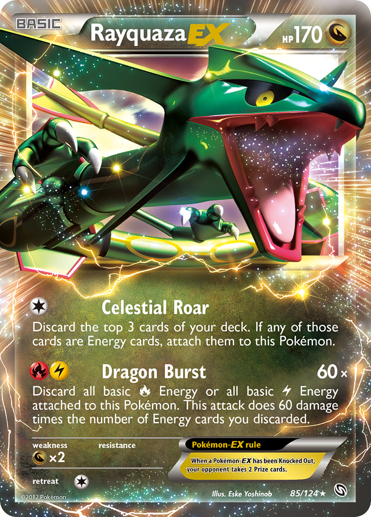 Rayquaza EX 85/124 Holo EX Rare Dragons Exalted Pokemon Near Mint