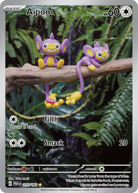 Aipom 211/182 Illustration Rare Paradox Rift Pokemon Near Mint