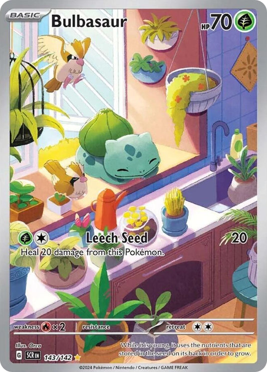 Bulbasaur 143/142 Illustration Rare Stellar Crown Pokemon Holo Near Mint
