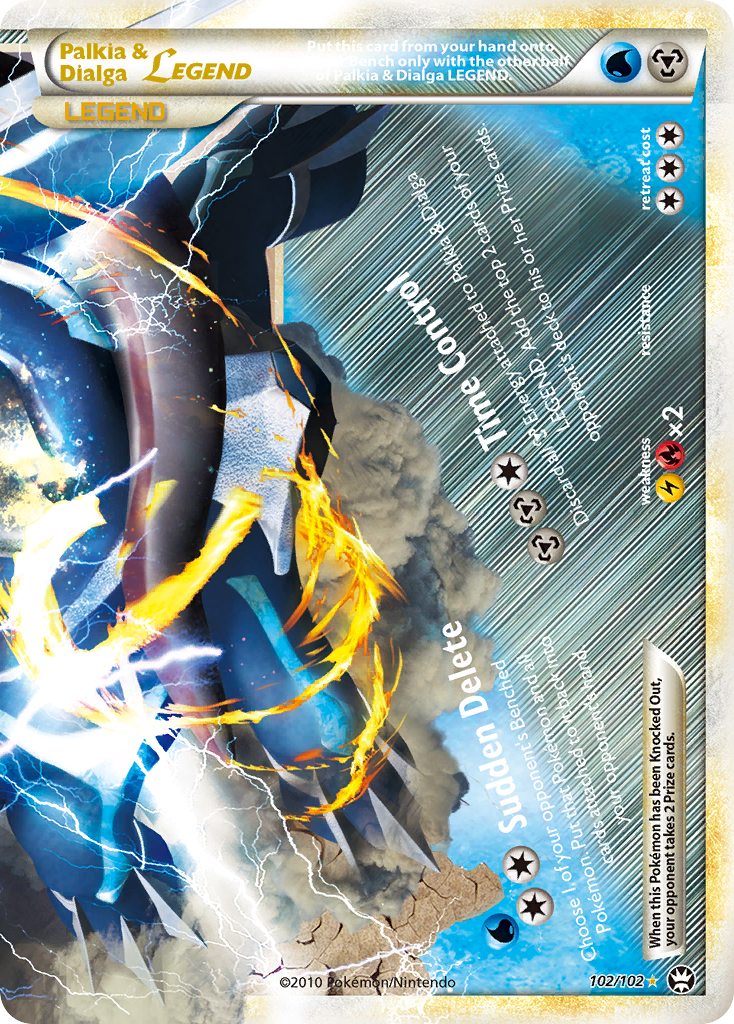 Palkia & Dialga LEGEND 102/102 LEGEND HGSS Triumphant Pokemon Near Mint