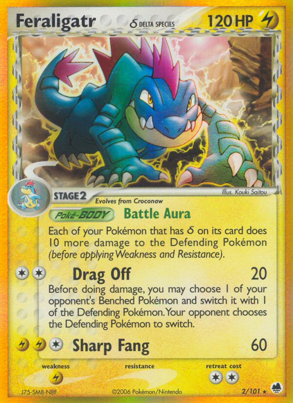Feraligatr 2/101 Holo Rare Dragon Frontiers Pokemon Holo Damaged