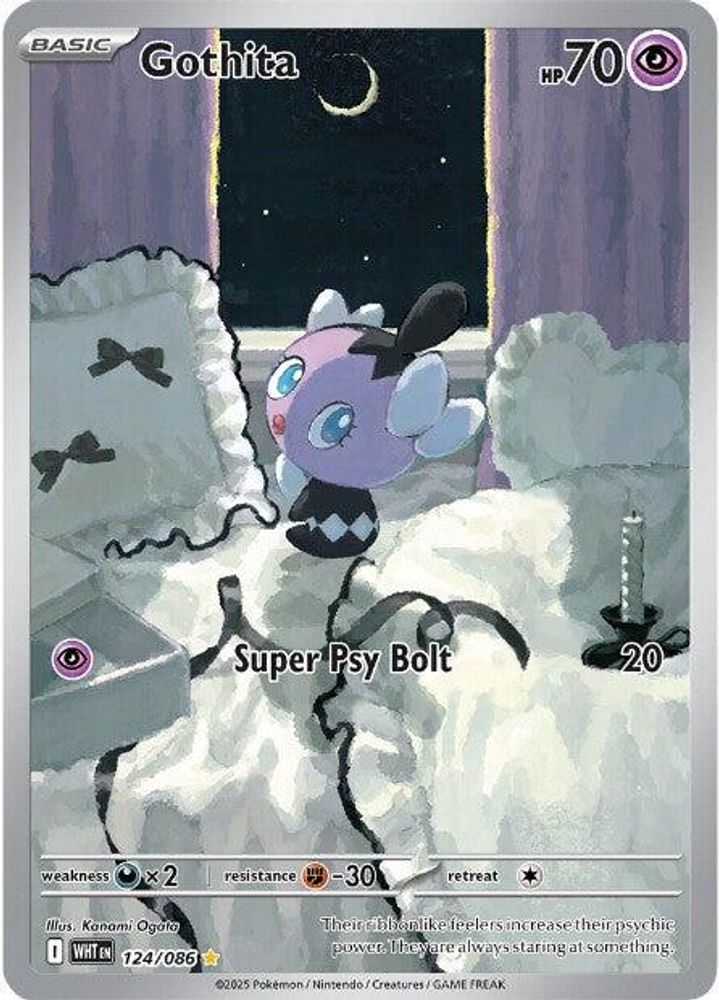 Gothita 124/086 Illustration Rare White Flare Pokemon Holo Near Mint