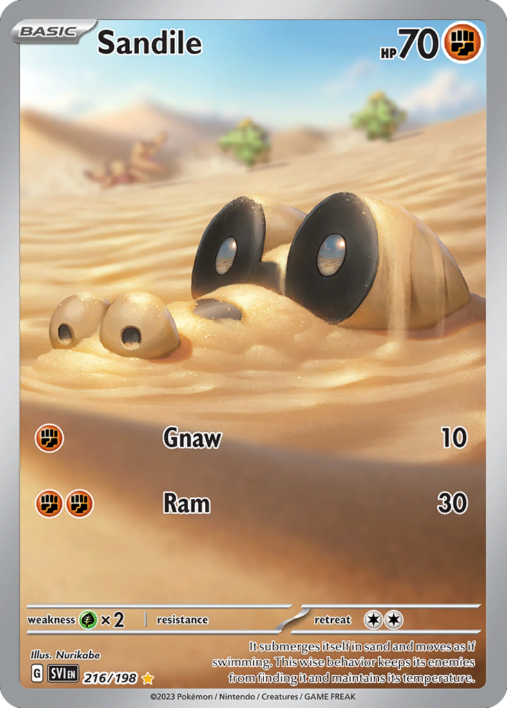 Sandile 216/198 Illustration Rare Scarlet & Violet Pokemon Near Mint