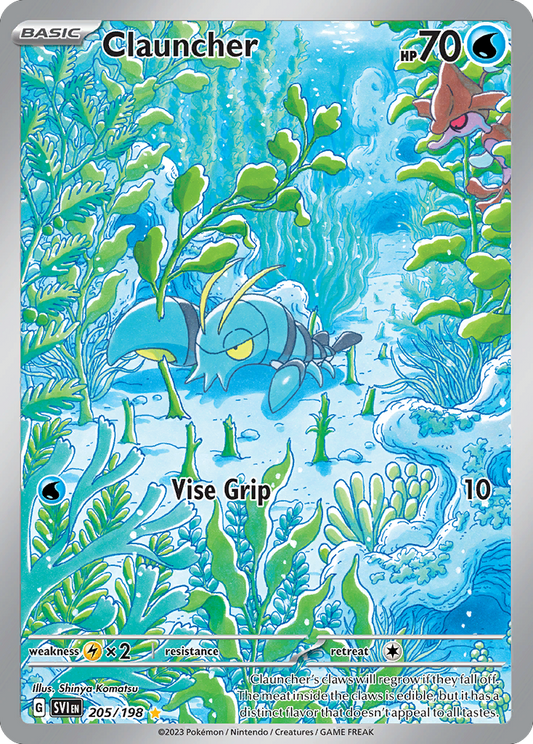 Clauncher 205/198 Illustration Rare Scarlet & Violet Pokemon Near Mint