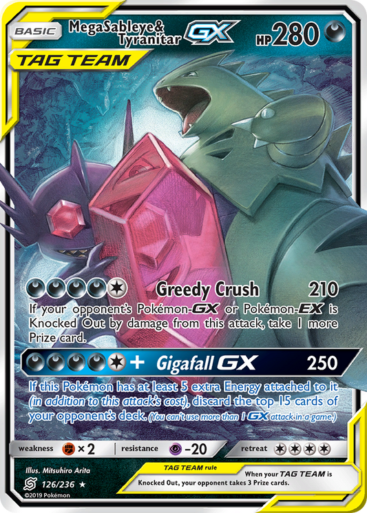Mega Sableye & Tyranitar GX 126/236 Holo GX Rare Unified Minds Pokemon LP
