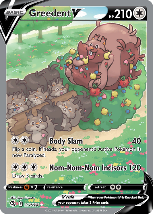 Greedent V 257/264 Ultra Rare Fusion Strike Pokemon Holo Near Mint