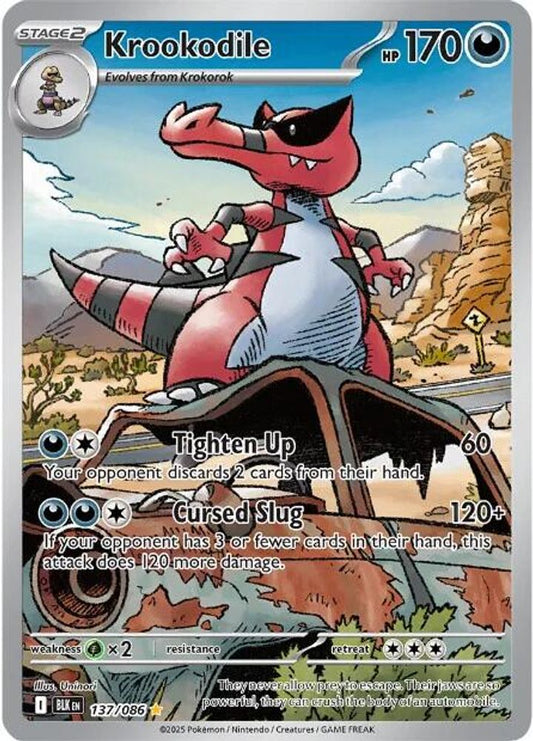 Krookodile 137/086 Holo Illustration Rare Black Bolt Pokemon Near Mint