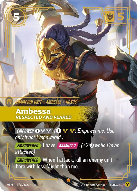 Ambessa, Respected and Feared 136/166 Epic Vendetta Riftbound Foil Near Mint
