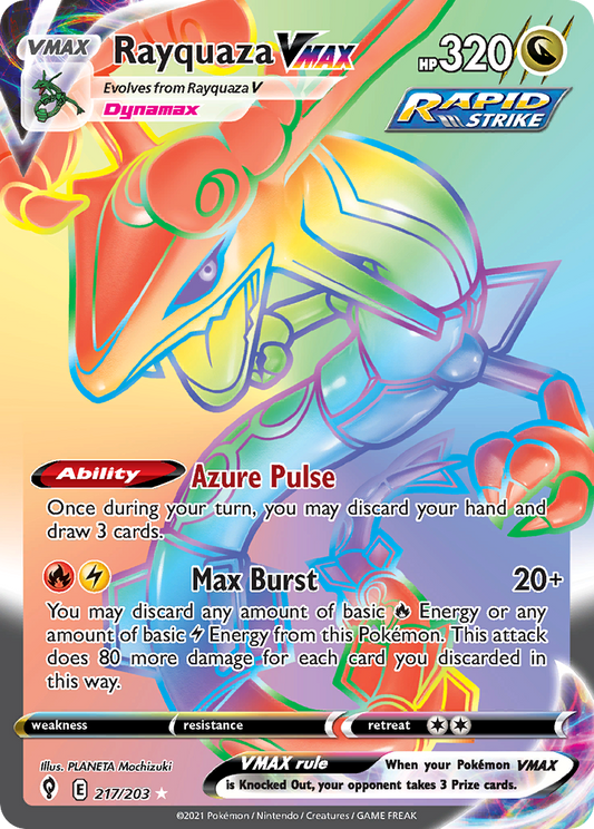 Rayquaza VMAX 217/203 Rainbow Rare Evolving Skies Pokemon Holo Near Mint