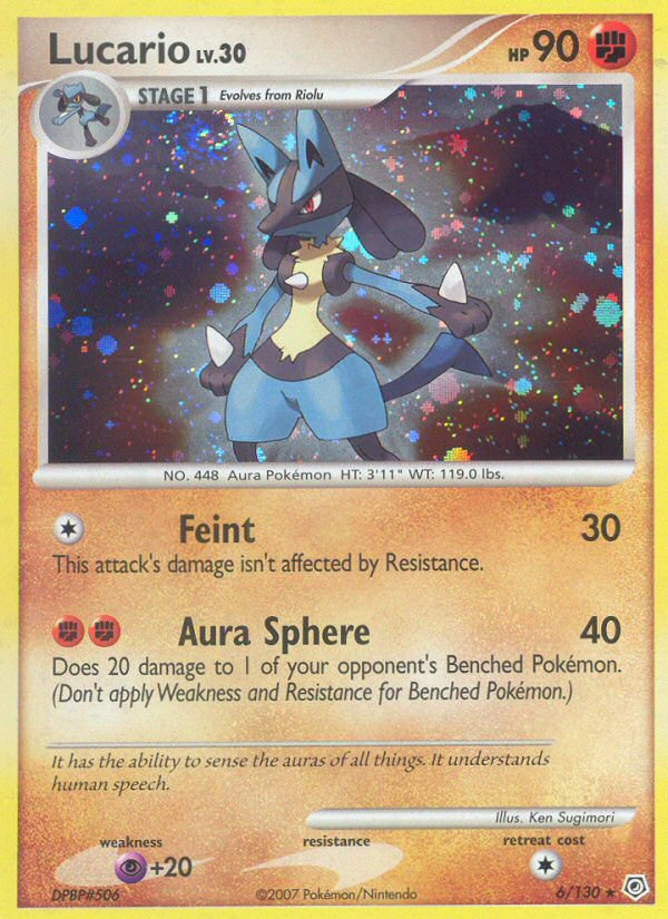 Lucario 6/130 Holo Rare Diamond & Pearl Pokemon Moderately Played