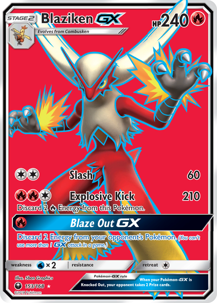 Blaziken GX 153/168 Ultra Rare Celestial Storm Pokemon Holo Near Mint