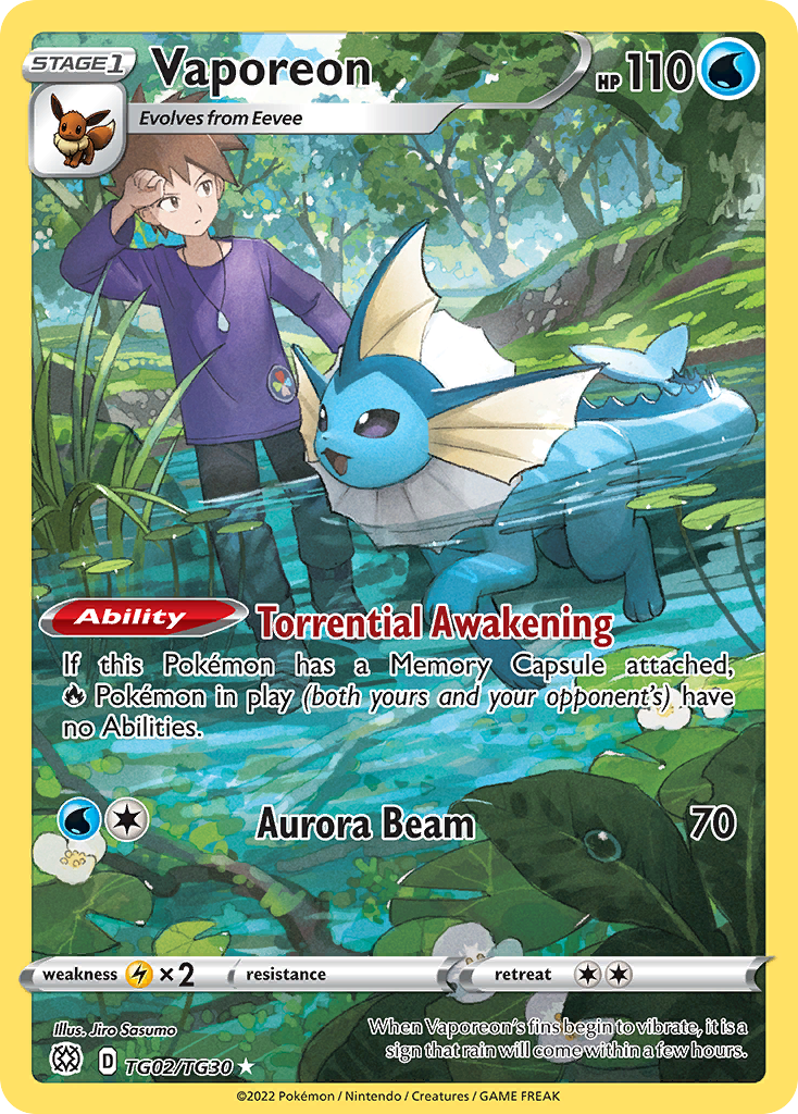 Vaporeon TG02/TG30 Holo Brilliant Stars Trainer Gallery Pokemon NM