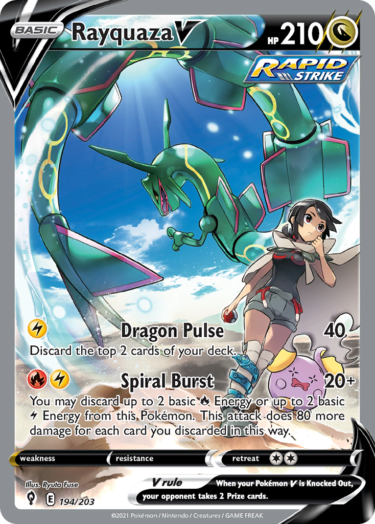 Rayquaza V 194/203 Ultra Rare Evolving Skies Pokemon Near Mint