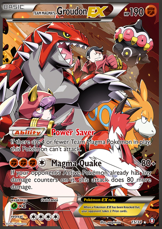 Team Magma's Groudon EX 15/34 Ultra Rare Double Crisis Pokemon Holo MP