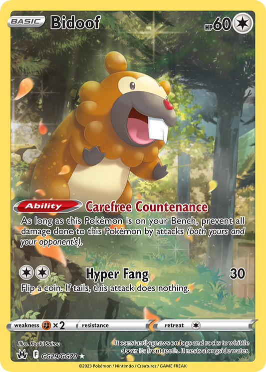 Bidoof GG29/GG70 Holo Crown Zenith Galarian Gallery Pokemon NM
