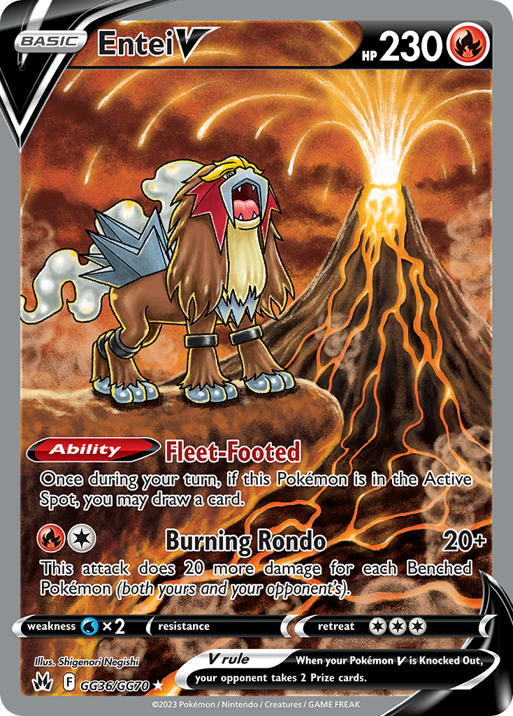 Entei V GG36/GG70 Holo V Rare Crown Zenith Galarian Gallery Pokemon Near Mint