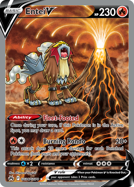 Entei V GG36/GG70 Holo V Rare Crown Zenith Galarian Gallery Pokemon Near Mint