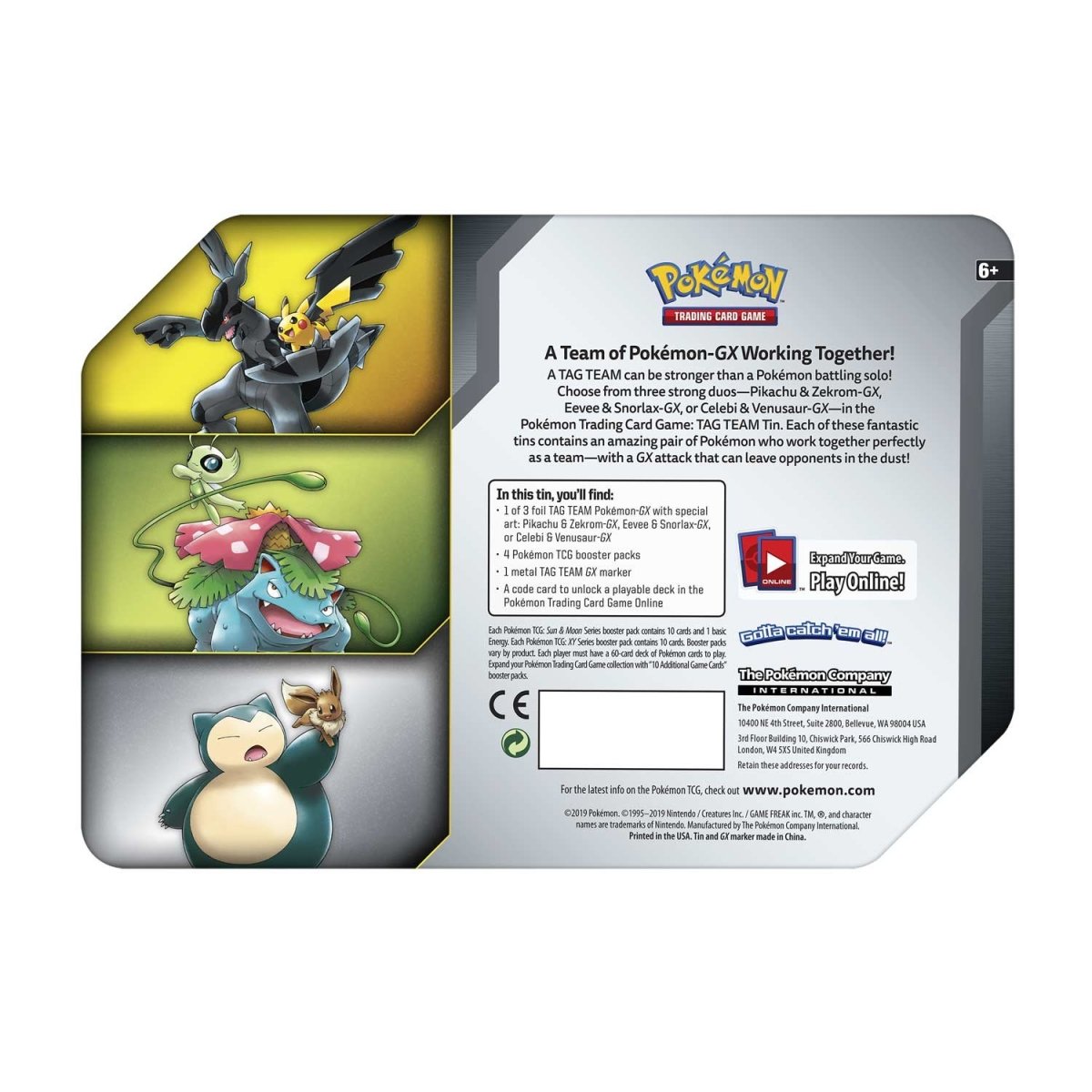 Pokemon - TAG TEAM Tin (Eevee & Snorlax-GX) (Rip in plastic)