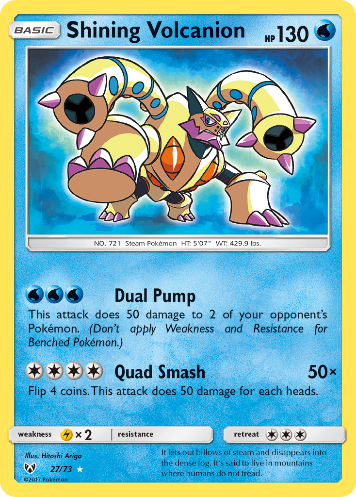 Shining Volcanion 27/73 Rare Shining Shining Legends Pokemon Holo Near Mint