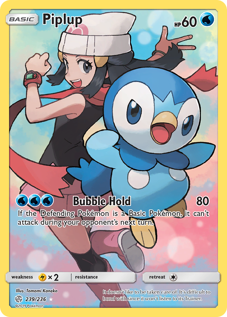 Piplup 239/236 Secret Rare Cosmic Eclipse Pokemon Holo Near Mint